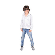 Op deze afbeelding zie je een Kostuums, van het merk Magic By Freddy's. Witte Pailletten Blouse Justin Jongen