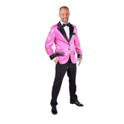 Op deze afbeelding zie je een Kostuums, van het merk Magic By Freddy's. Glitter Colbert Casino Royal Roze Man