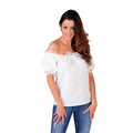 Verleidelijke Blote Schouders Blouse Creme Vrouw