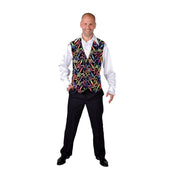 Op deze afbeelding zie je een Kostuums, van het merk Magic By Freddy's. Disco Gilet Zwart Multi Fluor Man