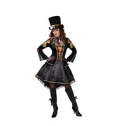 Op deze afbeelding zie je een Kostuums, van het merk Magic By Freddy's. Moulin Rouge Steampunk Showgirl Vrouw Kostuum