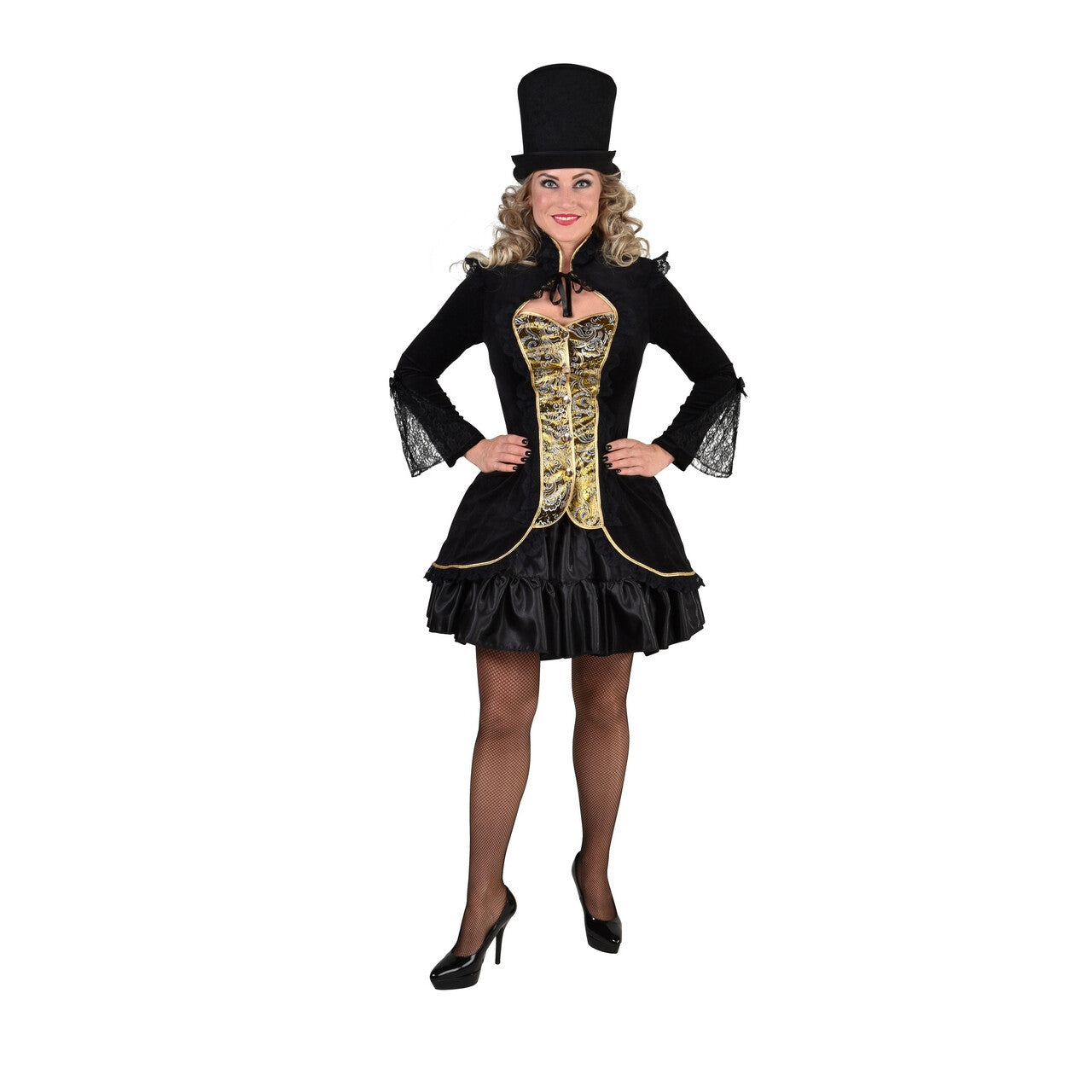Op deze afbeelding zie je een Kostuums, van het merk Magic By Freddy's. Vergulde Bourgeoisie Jas Zwart Vrouw