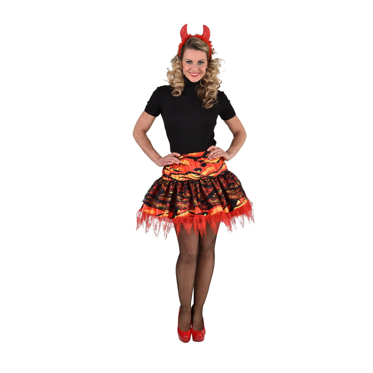 Op deze afbeelding zie je een Kostuums, van het merk Magic By Freddy's. Brand In De Hel Rok Satan Vrouw