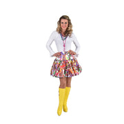 Op deze afbeelding zie je een Kostuums, van het merk Magic By Freddy's. Bont Gekleurde Disco Rok Vrouw