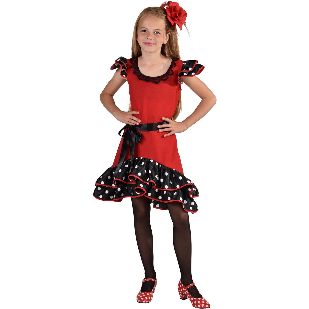 Op deze afbeelding zie je een Kostuums, van het merk Magic By Freddy's. Spaanse Sevilla Flamenco Danseres Meisje Kostuum