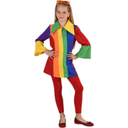 Op deze afbeelding zie je een Kostuums, van het merk Magic By Freddy's. Vrolijke Regenboog Blouse Jaren 70 Stijl Meisje Kostuum