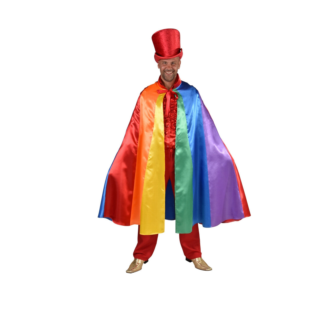 Op deze afbeelding zie je een Kostuums, van het merk Magic By Freddy's. Stralende Regenboog Cape Vrolijk Festival