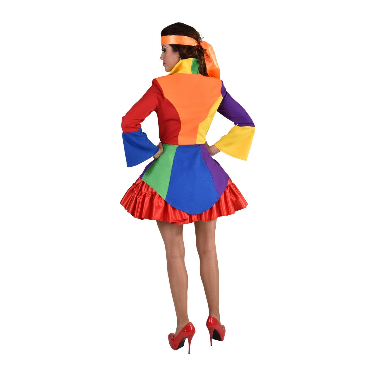 Op deze afbeelding zie je een Kostuums, van het merk Magic By Freddy's. Regenboog Festival Jas Met Lang Achterpand Vrouw