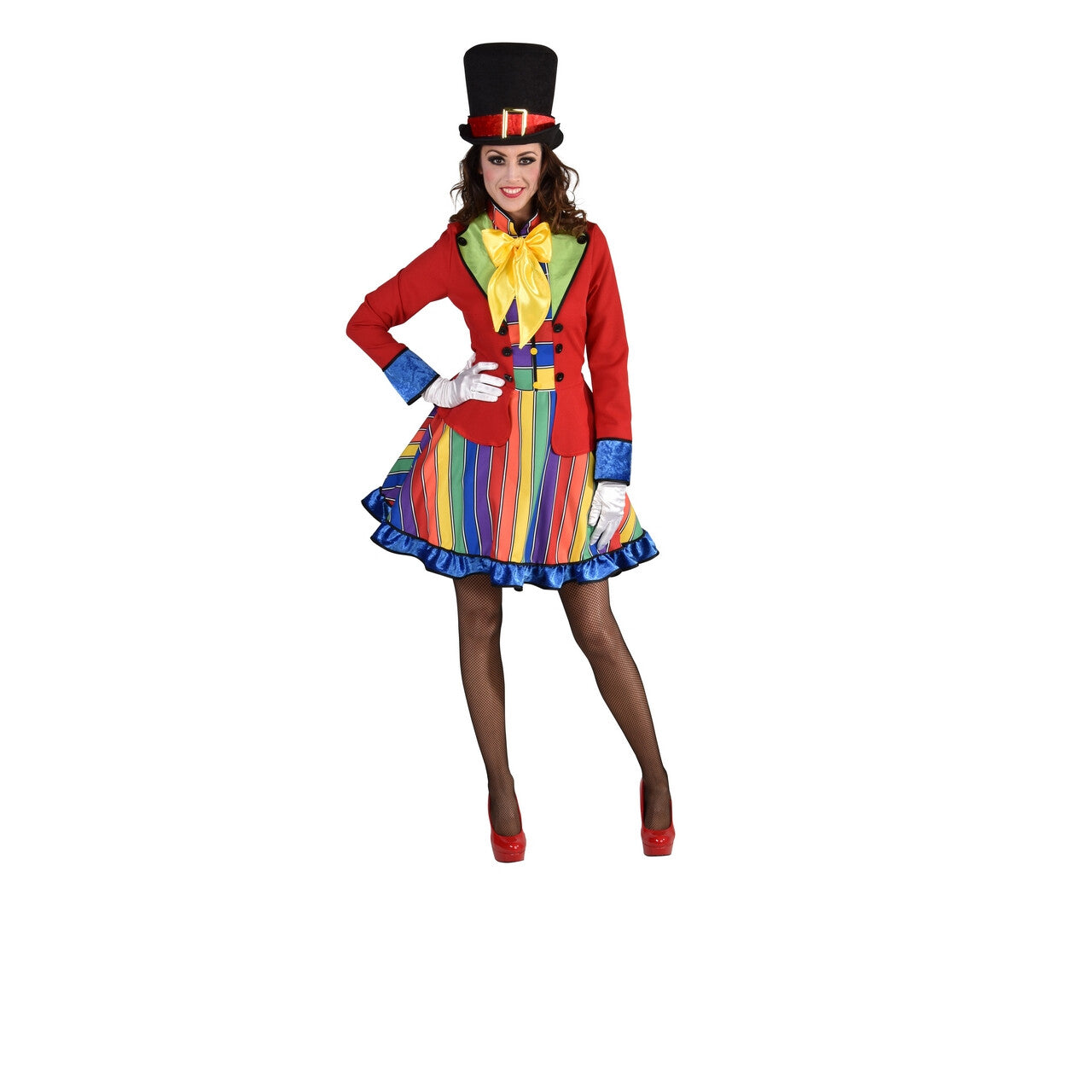 Op deze afbeelding zie je een Kostuums, van het merk Magic By Freddy's. Dol Dwaas Regenboog Circus Vrouw Kostuum