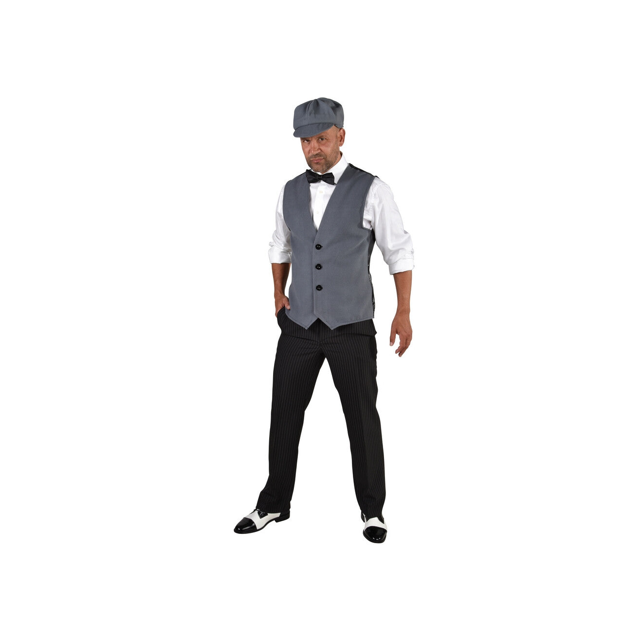 Op deze afbeelding zie je een Kostuums, van het merk Magic By Freddy's. Birmingham Jaren 20 Peaky Vest En Pet Grijs Man