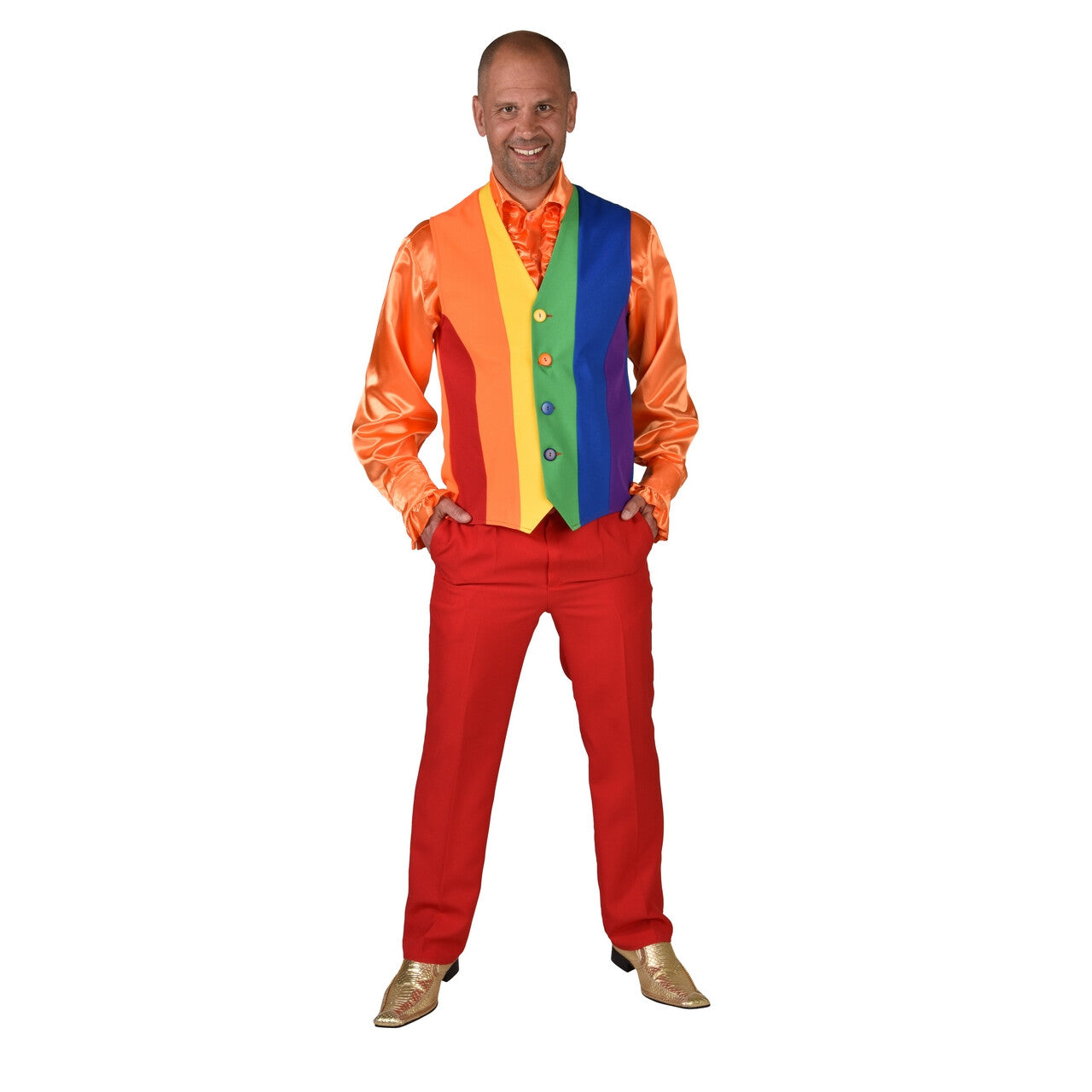 Op deze afbeelding zie je een Kostuums, van het merk Magic By Freddy's. Regenboog Festival Vest Man