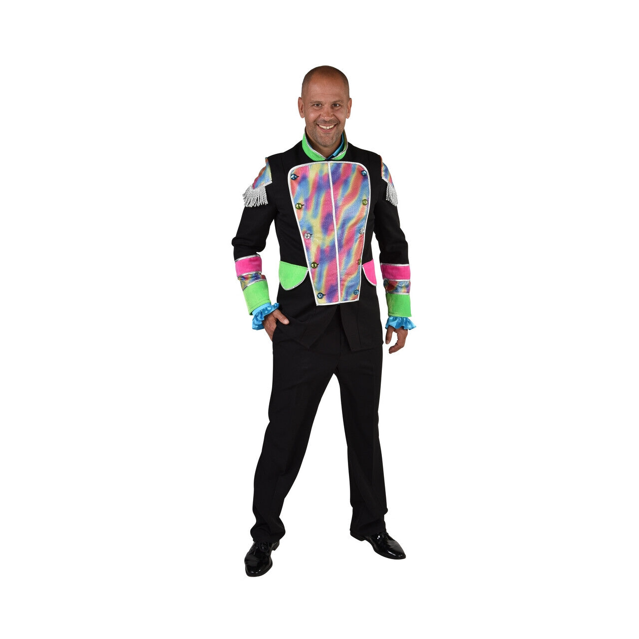 Op deze afbeelding zie je een Kostuums, van het merk Magic By Freddy's. Jas Feest Officier Regenboog Man
