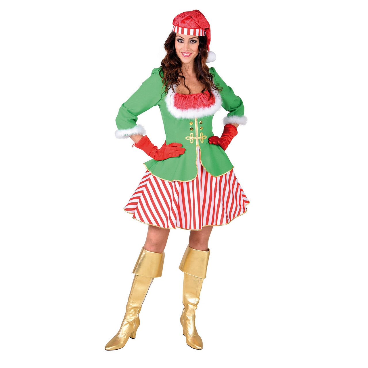 Op deze afbeelding zie je een Kostuums, van het merk Magic By Freddy's. Lievelingetje Van De Kerstman Vrouw Kostuum