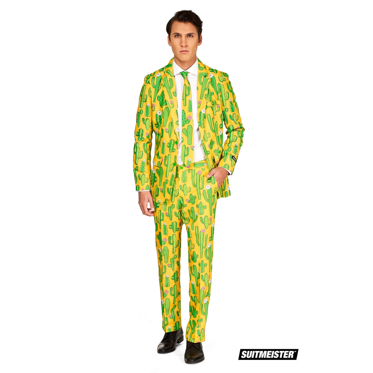 Op deze afbeelding zie je een Kostuums, van het merk Suitmeister. Sunny Yellow Cactus Man Kostuum