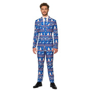 Op deze afbeelding zie je een Kostuums, van het merk Suitmeister. Christmas Blue Nordic Rendier Kerst Man Kostuum