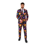 Op deze afbeelding zie je een Kostuums, van het merk Suitmeister. Fireworks Black Man Kostuum