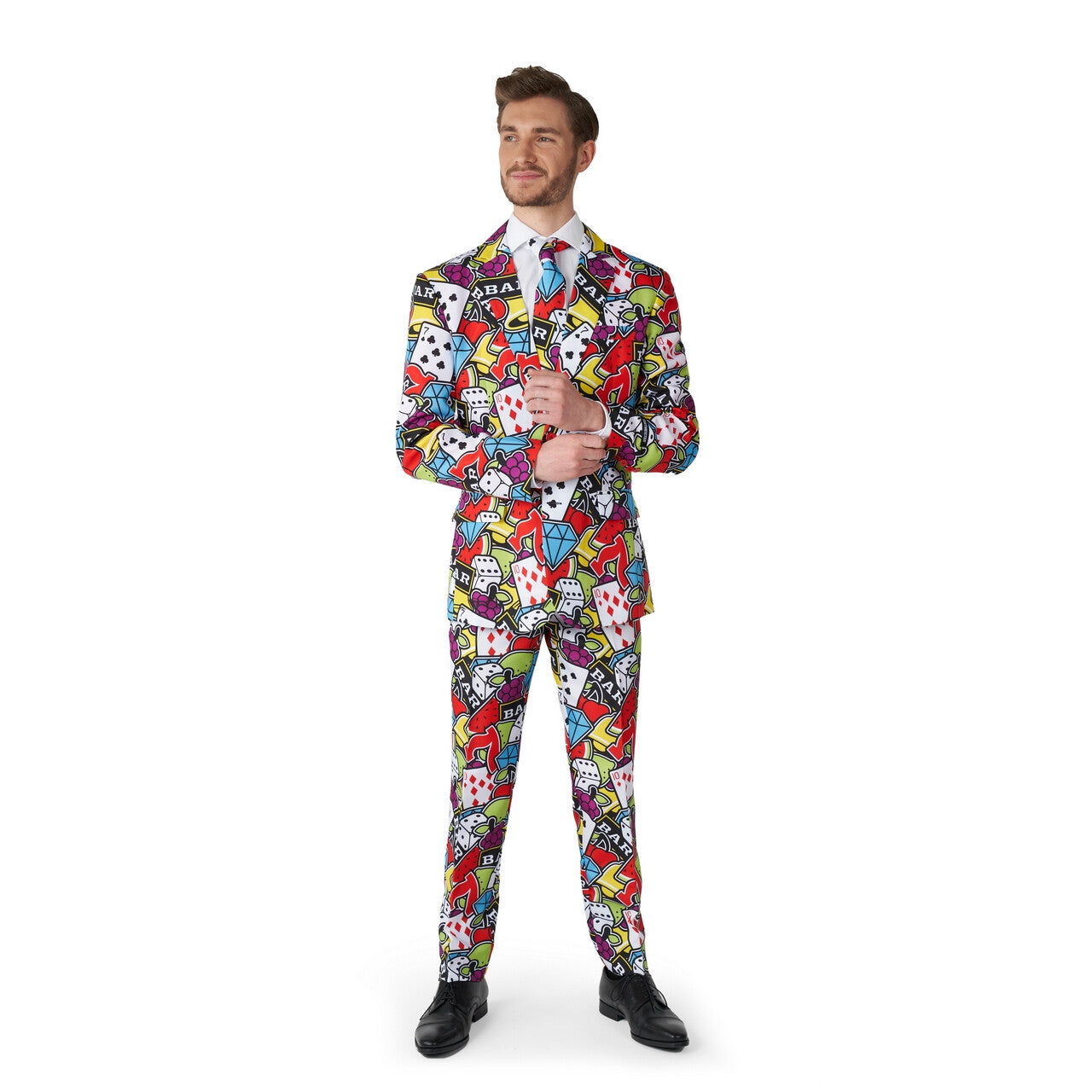 Op deze afbeelding zie je een Kostuums, van het merk Suitmeister. Casino Icons Colour Jack Man Kostuum