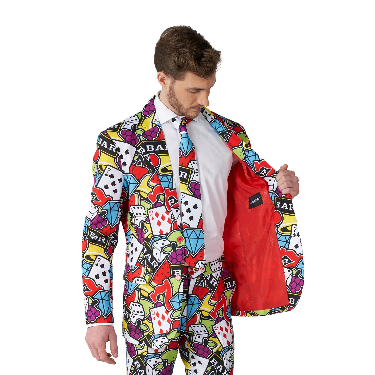 Op deze afbeelding zie je een Kostuums, van het merk Suitmeister. Casino Icons Colour Jack Man Kostuum