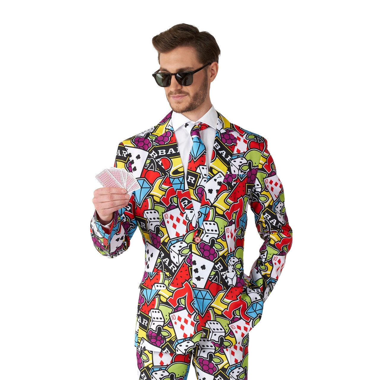 Op deze afbeelding zie je een Kostuums, van het merk Suitmeister. Casino Icons Colour Jack Man Kostuum