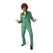 Op deze afbeelding zie je een Kostuums, van het merk Suitmeister. Disco Suit Green Man Kostuum