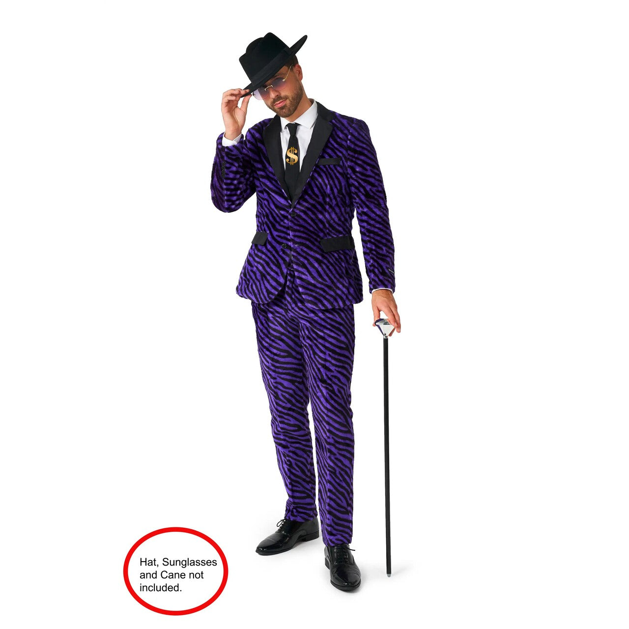 Op deze afbeelding zie je een Kostuums, van het merk Suitmeister. Purple Pimp Tiger Soft Fleece Man Kostuum