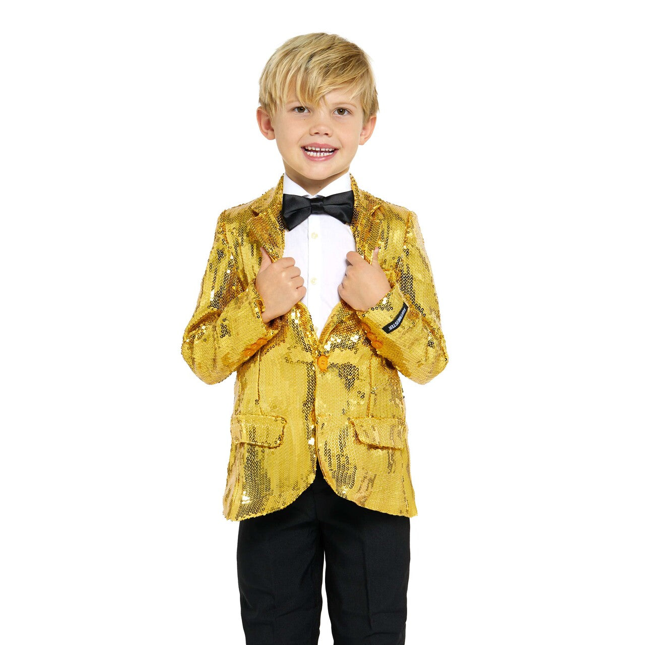 Op deze afbeelding zie je een Kostuums, van het merk Suitmeister. Boys Sequin Gold Jongen Kostuum