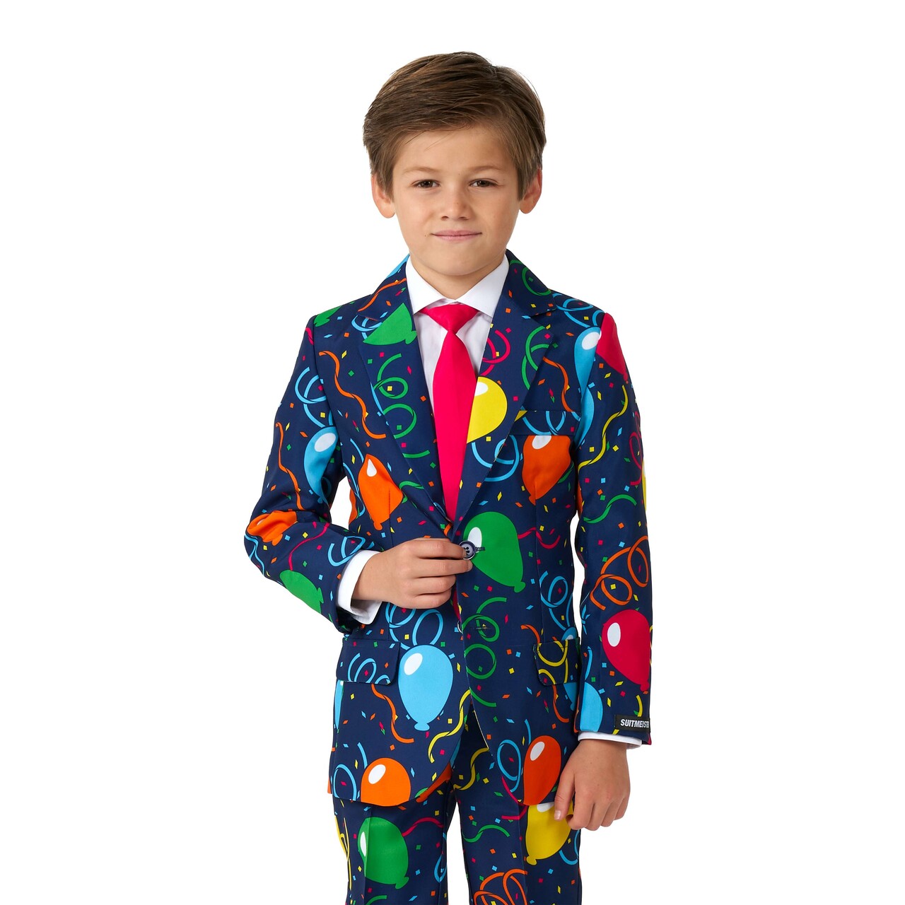Op deze afbeelding zie je een Kostuums, van het merk Suitmeister. Boys Confetti Balloons Navy Jongen Kostuum
