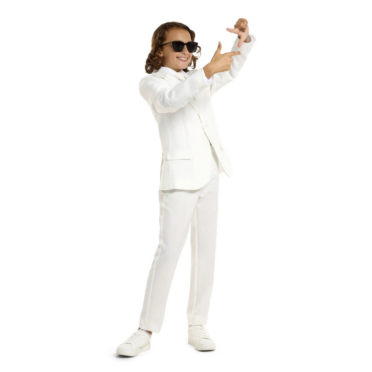 Op deze afbeelding zie je een Kostuums, van het merk Opposuits. Solid White Party Jongen Kostuum
