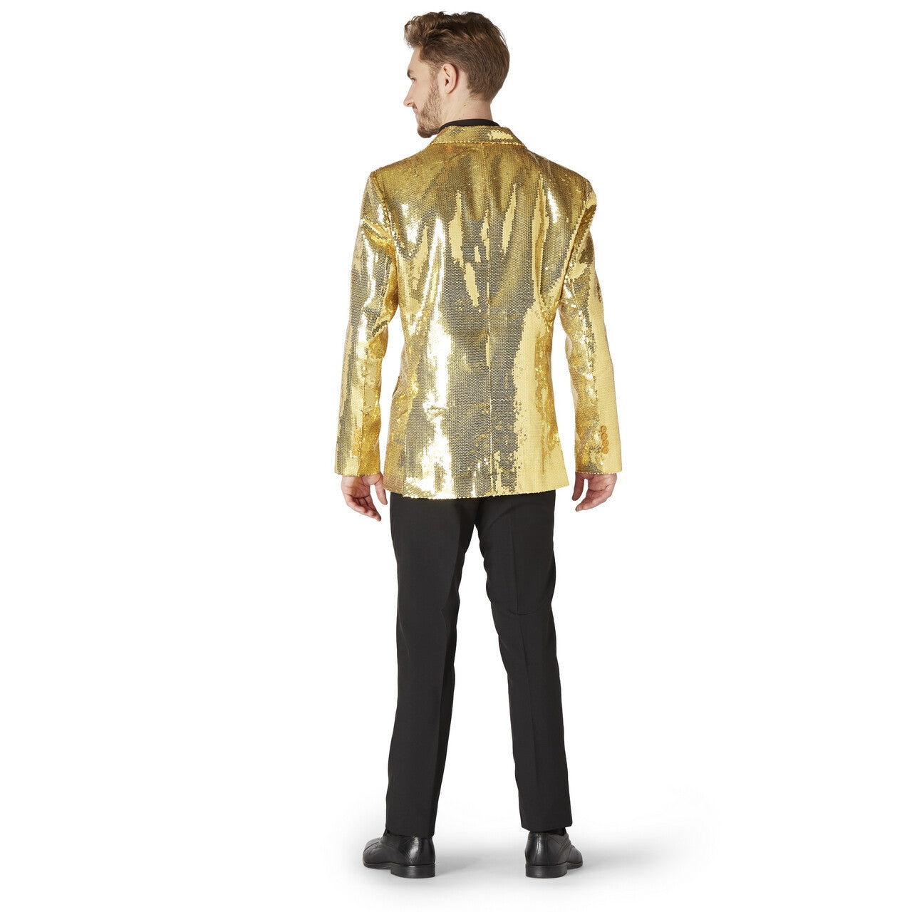 Op deze afbeelding zie je een Kostuums, van het merk Suitmeister. Gouden Show Quizmaster Paillettenjas Man