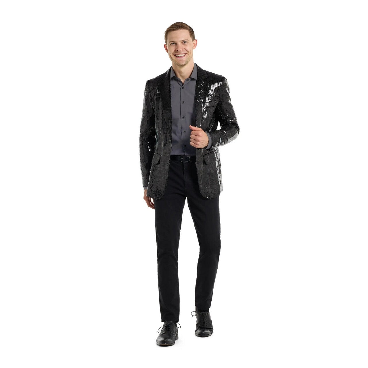 Op deze afbeelding zie je een Kostuums, van het merk Opposuits. Sequins Black Quizmaster Blazer Man