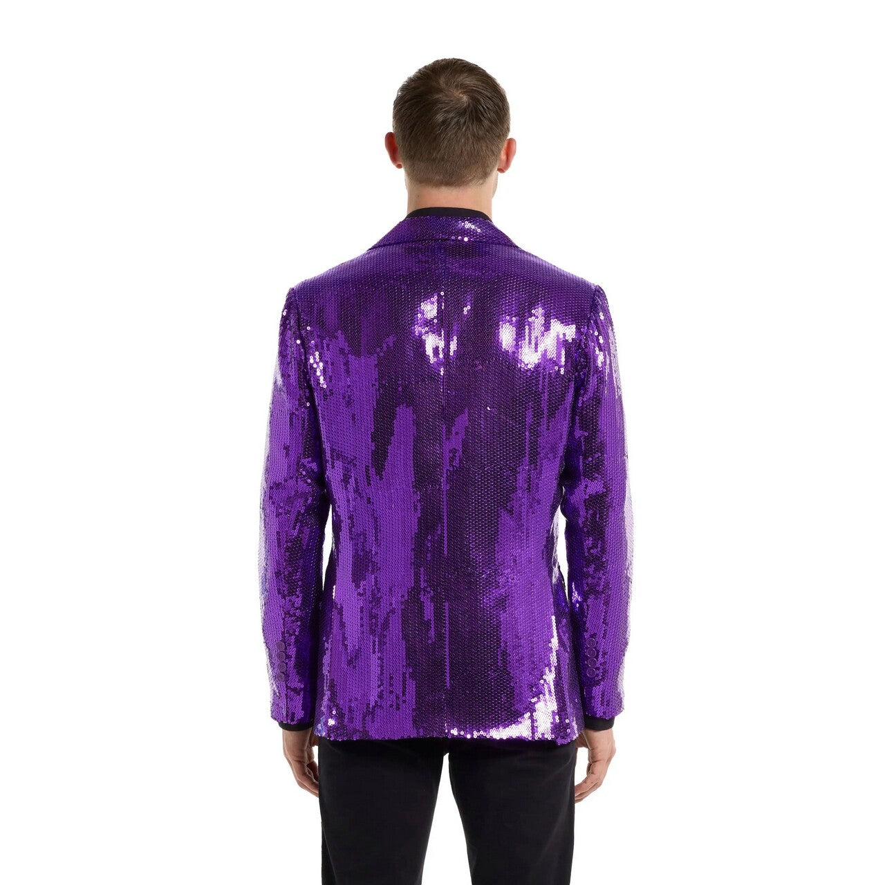 Op deze afbeelding zie je een Kostuums, van het merk Opposuits. Sequins Purple Blazer Man Kostuum