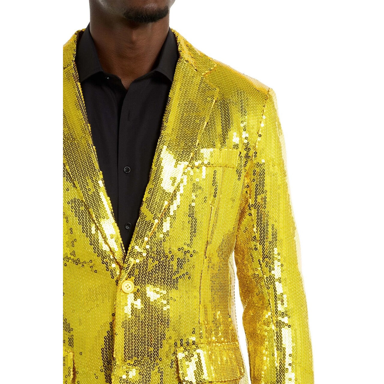 Op deze afbeelding zie je een Kostuums, van het merk Opposuits. Sequins Yellow Blazer Man