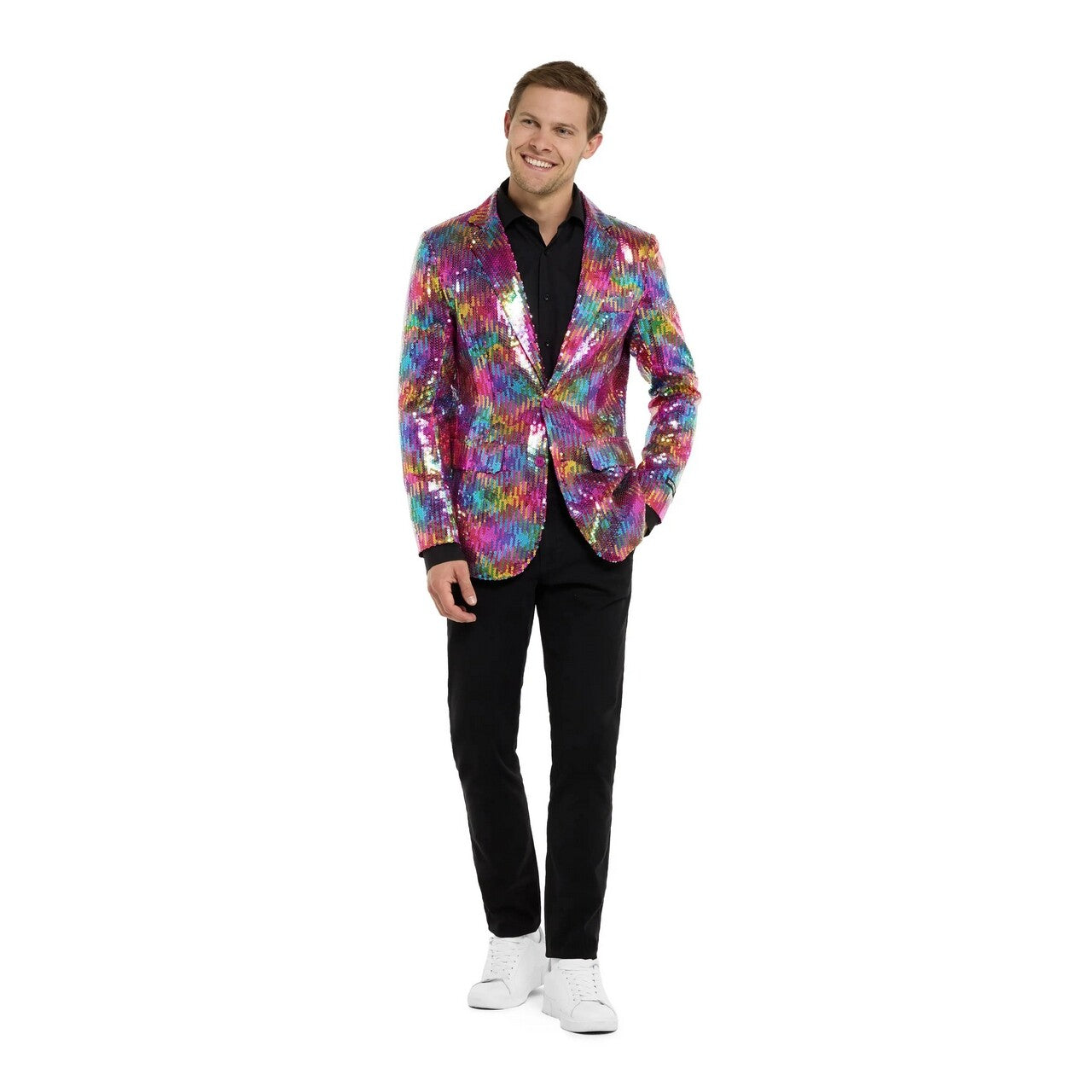 Op deze afbeelding zie je een Kostuums, van het merk Opposuits. Sequins Rainbow Blazer Man