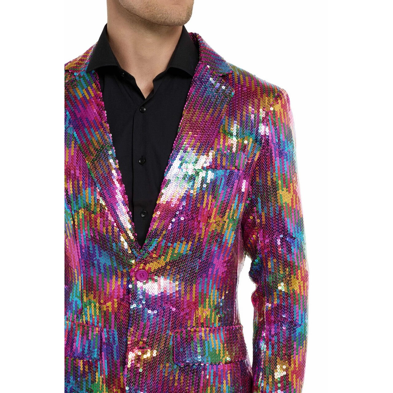 Op deze afbeelding zie je een Kostuums, van het merk Opposuits. Sequins Rainbow Blazer Man