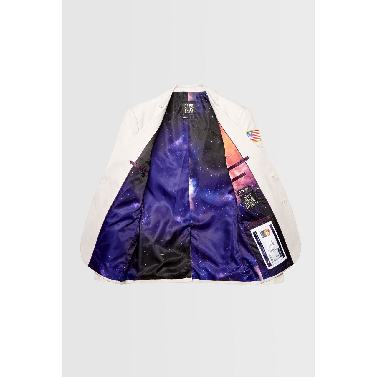 Op deze afbeelding zie je een Kostuums, van het merk Opposuits. Out Of This World Astronaut Jas Man