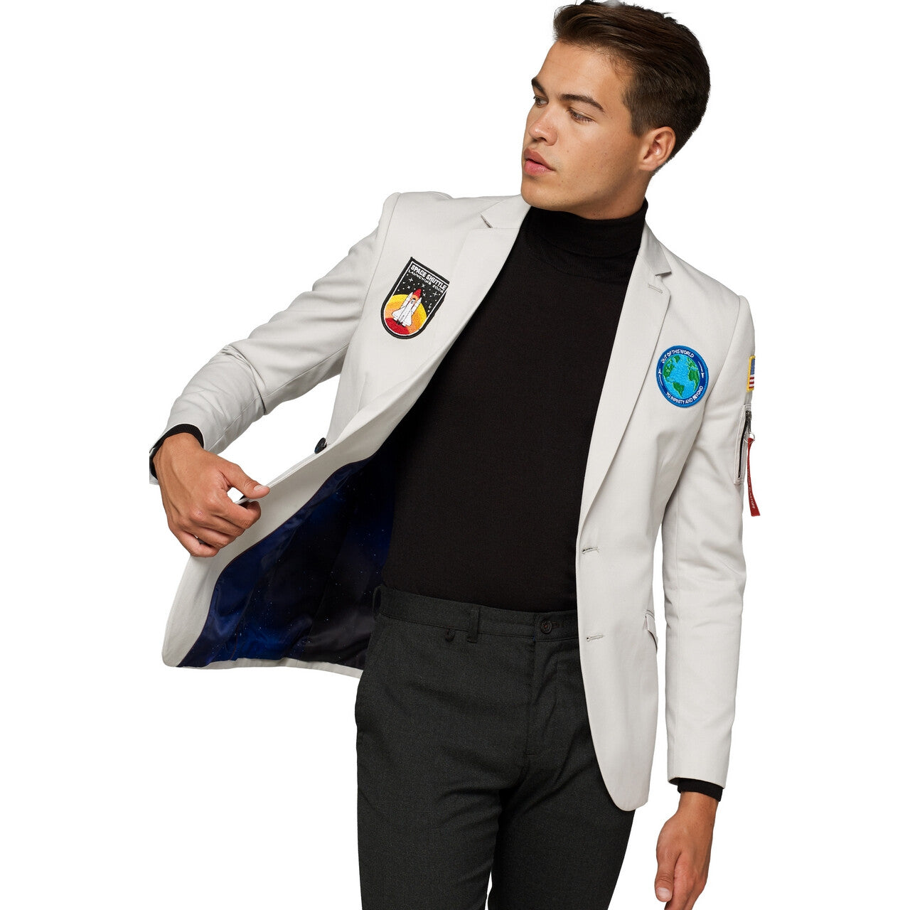 Op deze afbeelding zie je een Kostuums, van het merk Opposuits. Out Of This World Astronaut Jas Man
