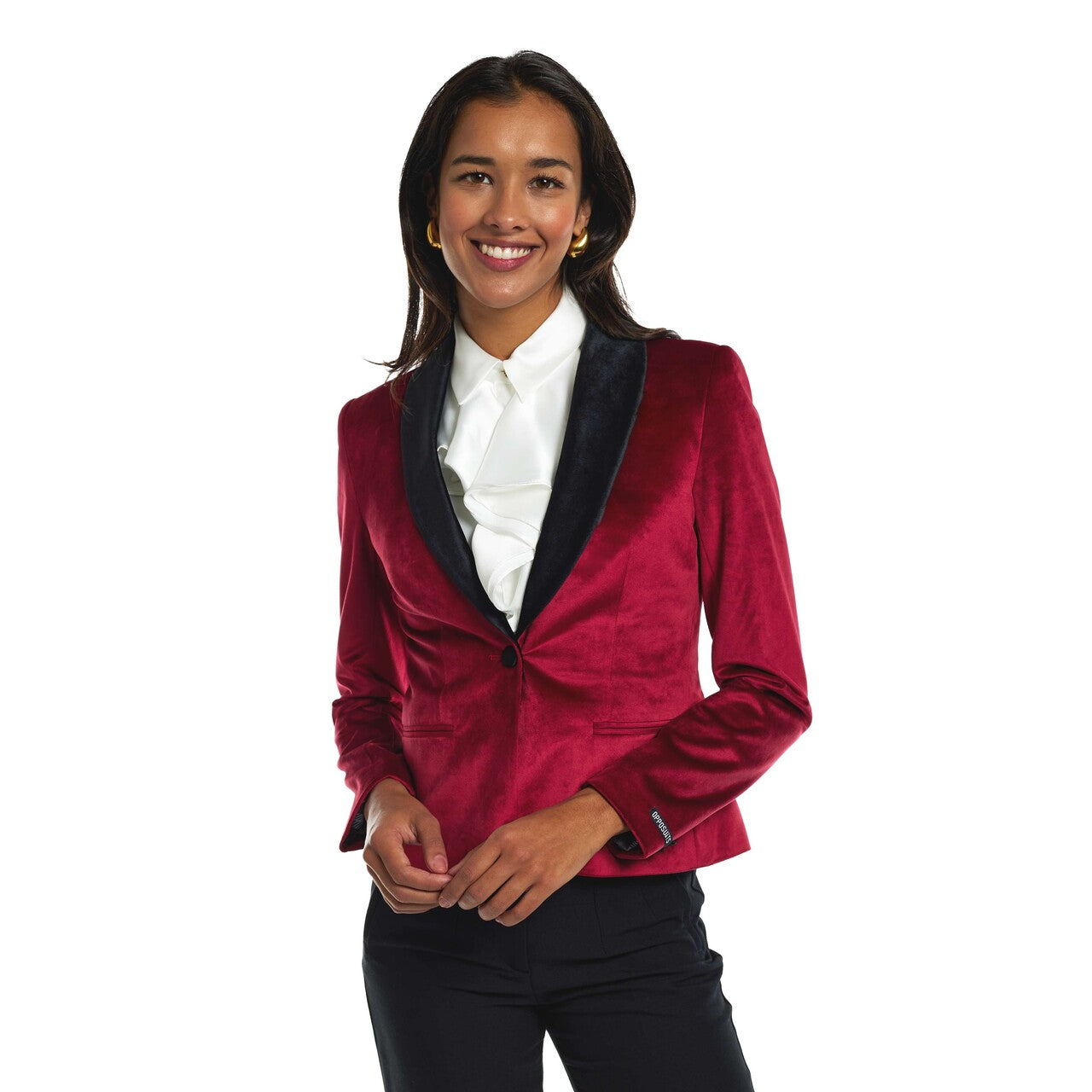 Op deze afbeelding zie je een Kostuums, van het merk Opposuits. Womens Dinner Jacket - Burgundy Vrouw