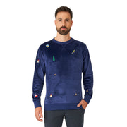 Op deze afbeelding zie je een Kostuums, van het merk Opposuits. Zachte Blauwe Foute Kersttrui Man