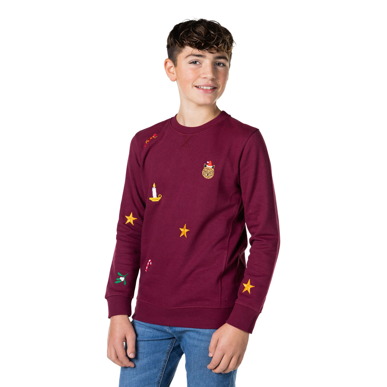Op deze afbeelding zie je een Kostuums, van het merk Opposuits. Teen Boys Nette Rode Kersttrui Jongen