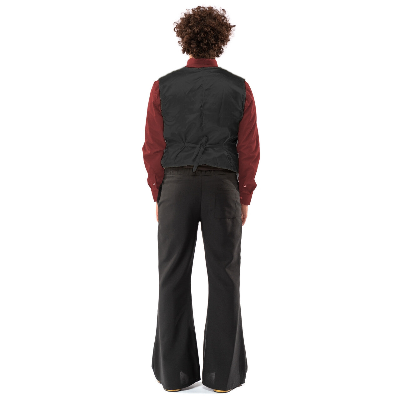 Op deze afbeelding zie je een Kostuums, van het merk Original Replicas. Paillettenvest Met Strik Black Shine Man
