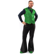 Op deze afbeelding zie je een Kostuums, van het merk Original Replicas. Paillettenvest Met Strik Festive Green Man