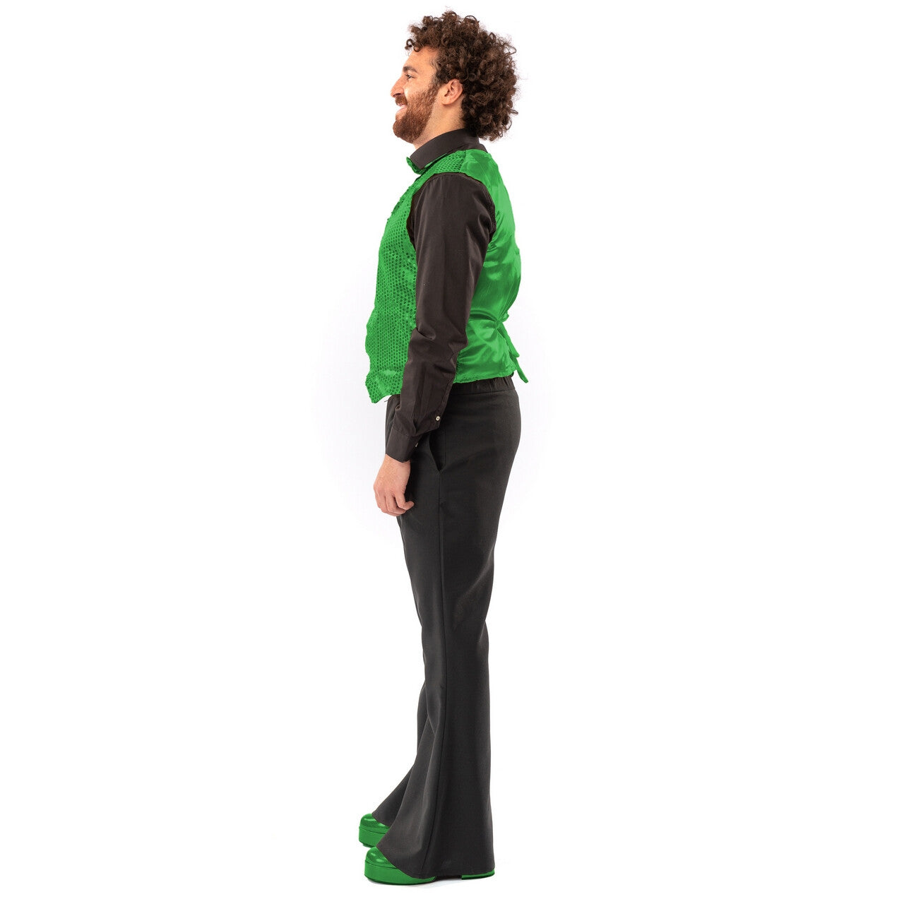 Op deze afbeelding zie je een Kostuums, van het merk Original Replicas. Paillettenvest Met Strik Festive Green Man