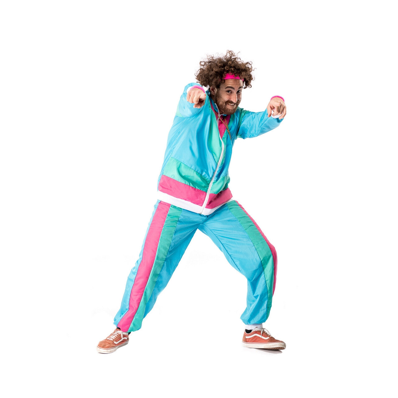 Op deze afbeelding zie je een Kostuums, van het merk Original Replicas. 80s Trainingspak Manic Mark Kostuum