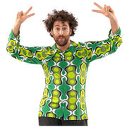 Op deze afbeelding zie je een Kostuums, van het merk Original Replicas. Jaren 70 Hippie Soul Disco 60s Ga Voor Groen Shirt Man