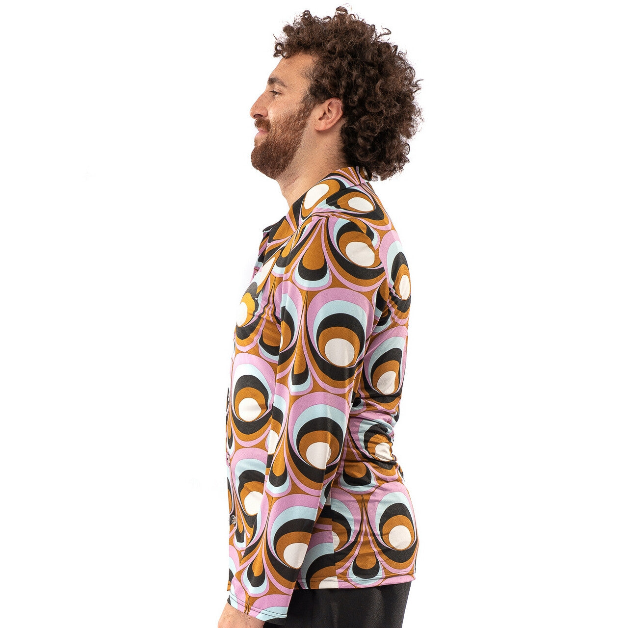 Op deze afbeelding zie je een Kostuums, van het merk Original Replicas. Jaren 70 Hippie Soul Disco 60s Psychedelische Ogen Shirt Man