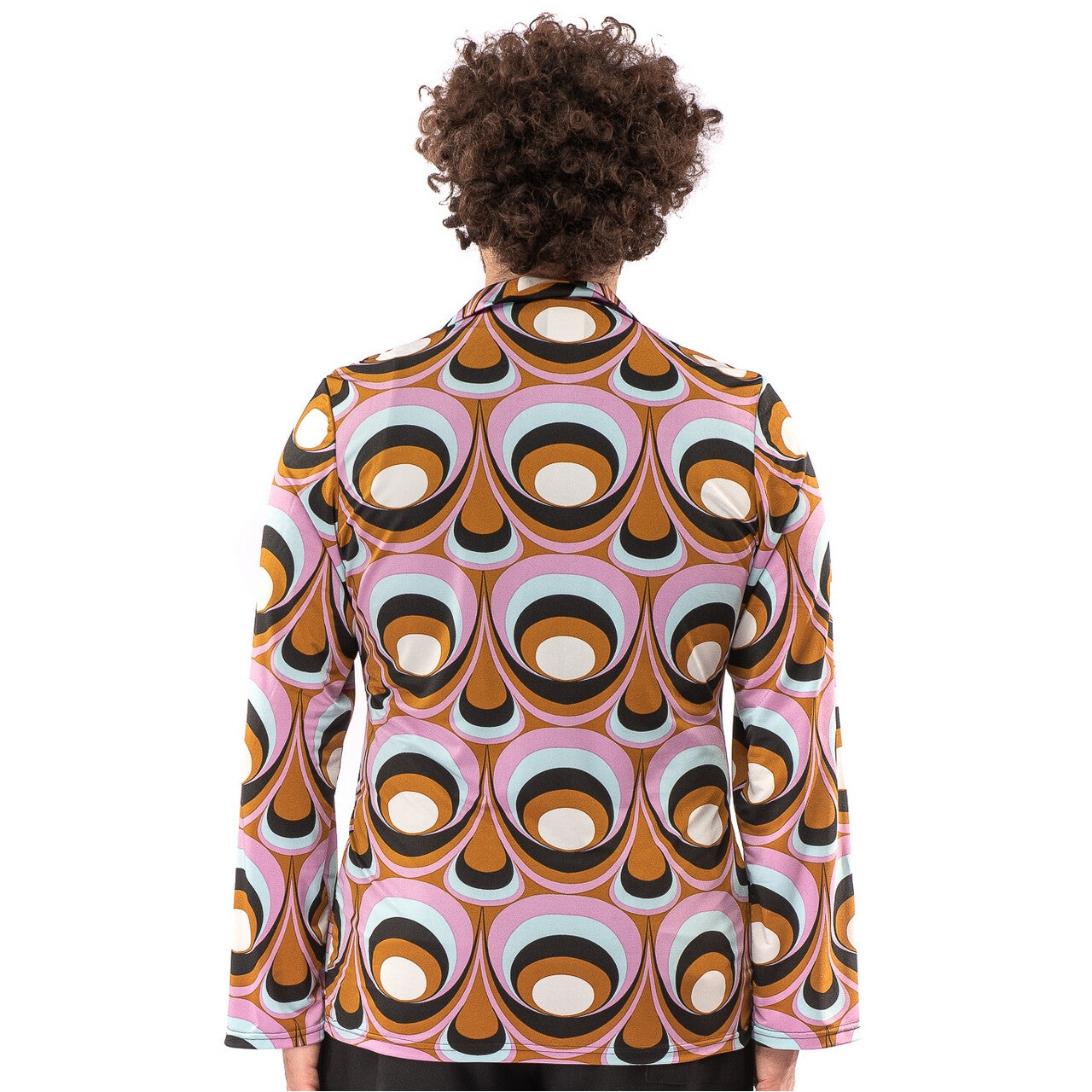 Op deze afbeelding zie je een Kostuums, van het merk Original Replicas. Jaren 70 Hippie Soul Disco 60s Psychedelische Ogen Shirt Man