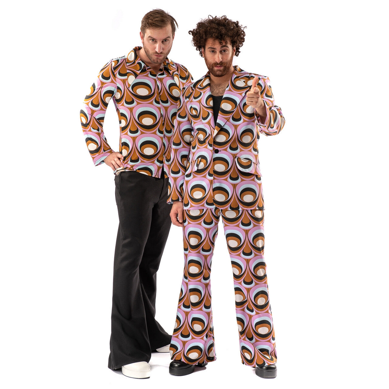 Op deze afbeelding zie je een Kostuums, van het merk Original Replicas. Jaren 70 Hippie Soul Disco 60s Psychedelische Ogen Shirt Man