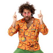 Op deze afbeelding zie je een Kostuums, van het merk Original Replicas. Jaren 70 Hippie Soul Disco 60s Agent Orange Shirt Man
