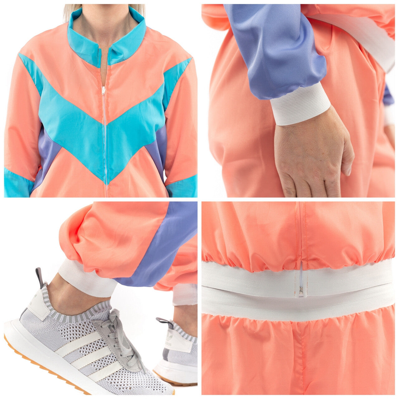 Op deze afbeelding zie je een Kostuums, van het merk Original Replicas. Fout 80s Trainingspak New Kids Jaren 80 Yannah Vrouw Kostuum