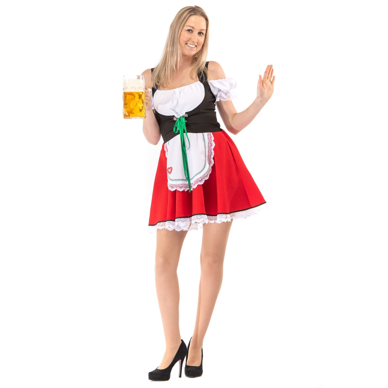 Op deze afbeelding zie je een Kostuums, van het merk Original Replicas. Korte Rode Sexy Beierse Mabel Dirndl Oktoberfest Bier Tirol Vrouw Kostuum